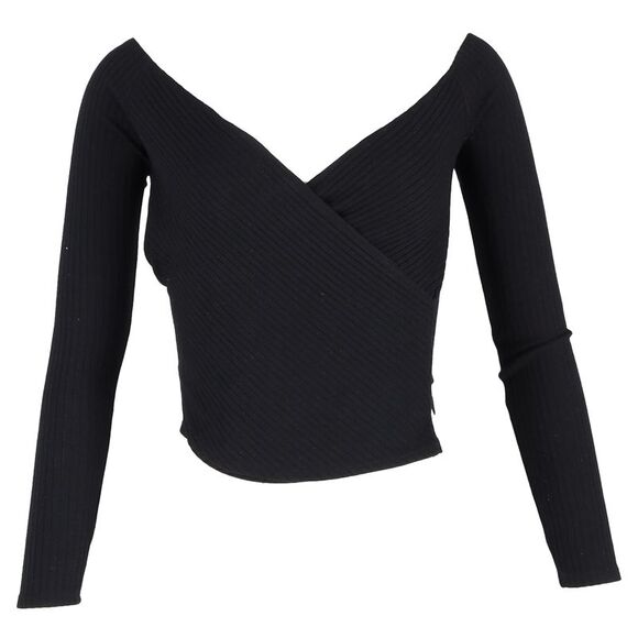 Reformation Minnie Surplice Top in Black Tencel